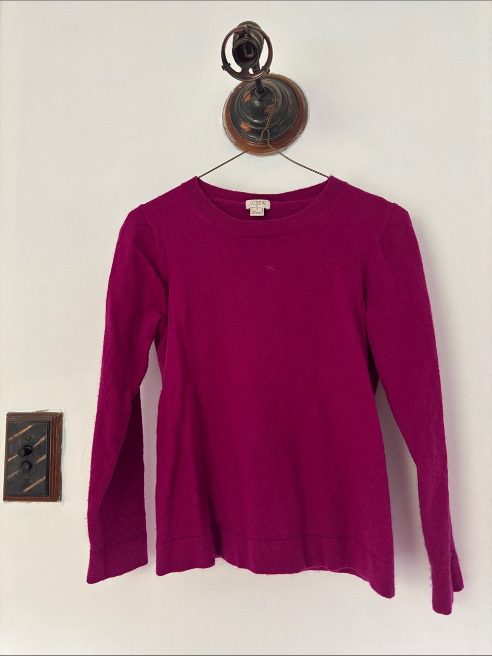 J. Crew Magenta Crewneck Long-Sleeve Top